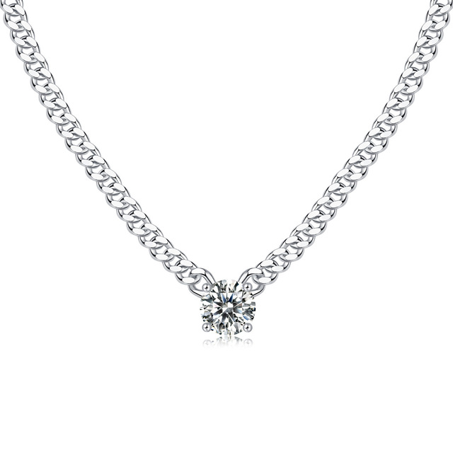 Fashion 925 Sterling Silver Vvs Moissanite Cuban Link Chain Necklace Men