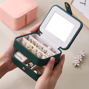 Latest Jewelry Case Small High Quality Double Layer Earrings Ring Storage Portable Jewelry Box for Travel