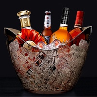Seau à glace en plastique transparent personnalisé, design moderne et minimaliste pour les KTV, les bars - Stockage de vin rouge, de bière et de glace