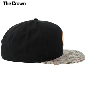 Casquette structurée à 6 panneaux avec logo personnalisé, visière plate, patch en cuir et visière à carreaux, fermeture snapback simple rangée, vente en gros, fabricant - Product Image 4