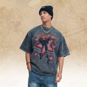 Camiseta de Hombre de Algodón 100% con Lavado Vintage, Estampado Gráfico, Manga Corta, Cuello Redondo, Estilo Urbano, Ropa Casual de Verano - Product Image 2
