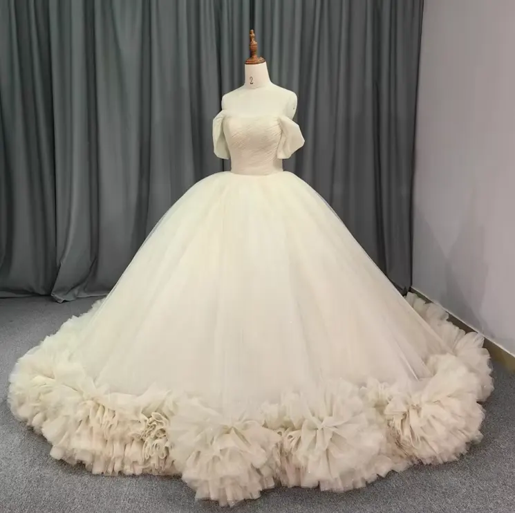 QD1650 2024 Beige Color Soft Tulle Sweetheart Quinceanera Dresses Ball Gown Princess Dress New Designs Ball Gowns Puffy