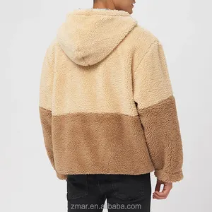 ZM-1096 Men's Reversible Teddy Borg Hoodie 100% Polyester Bear Fleece Hoodie Winter Oversized Hoody Contrast Color