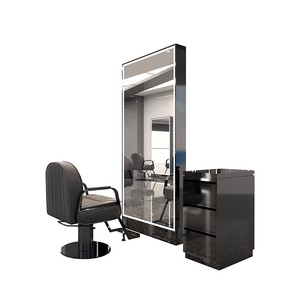 Miroir de Barbier Professionnel Double Face Très Vendu |   Miroir de sol pour salon de beauté avec cadre en métal et éclairage LED - Product Image 6