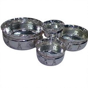 Juego de 4 Cuencos Desechables Grandes, Ecológicos, Modernos y de Lujo, de Acero Inoxidable, para Fiestas y Servir Comida - Product Image 1