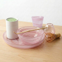 OEM Ensemble fouet à matcha de luxe exquis, authentique, artisanal et raffiné, avec Chawan en verre rose biologique, Fourniture fabricant