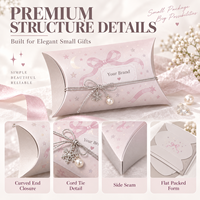 Boîte cadeau pliable en carton imprimé personnalisé avec cordon décoratif et nœud, petite boîte d'emballage pour cadeaux