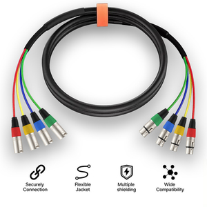 Nhà Máy OEM Màu Tiếng Ồn Thấp 4 Kênh <span class=keywords><strong>Xlr</strong></span> Nam Để <span class=keywords><strong>Xlr</strong></span> Nữ Âm Thanh Rắn 3 Pin <span class=keywords><strong>Xlr</strong></span> <span class=keywords><strong>Splitter</strong></span> Cáp Âm Thanh Dây Cho Mixer Loa - Product Image 5