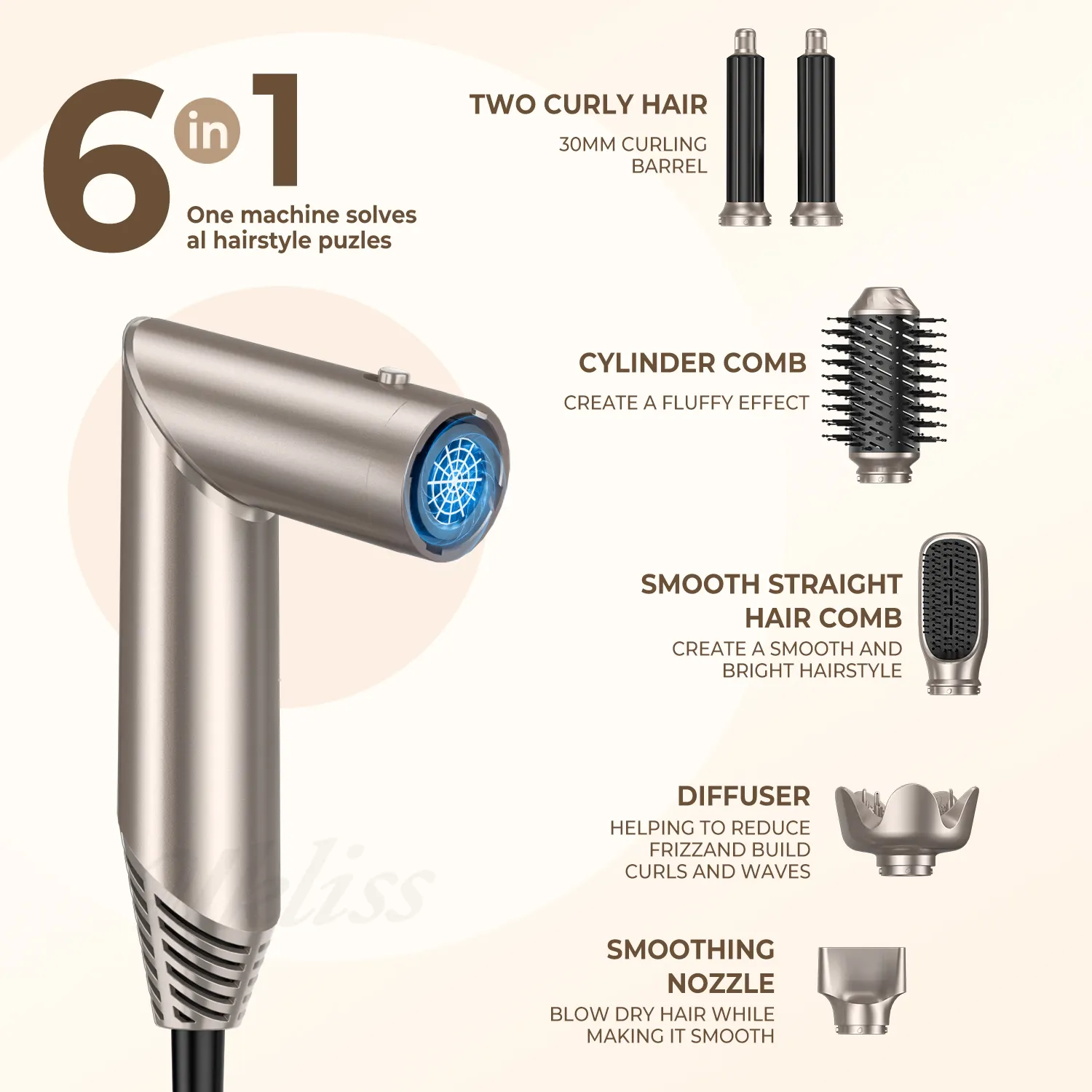 Flexstyle 5 em 1 styler Secador De Sopro Negativo Ionic Secadores De Cabelo Secador Escova