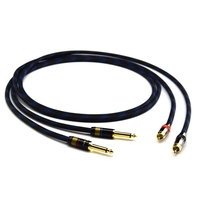 QINCROWN QC-169 Câble audio double RCA Hifi 4N OFC plaqué or de haute qualité, 1 paire, 1 m, 6,35 mm, compatible lecteur DVD, en stock