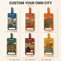 Étiquette de bagage personnalisée illustrée en PVC souple, étiquette de sac à motif de monument, identificateur de valise, carte nominative à insérer pour valise