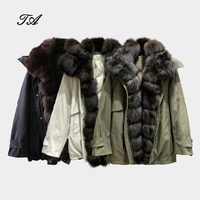 Tyan 2026 Nouvelle veste d'hiver en duvet coupe-vent et chaude pour femme, imperméable, avec fourrure de renard véritable, parka matelassée