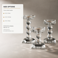 Portavelas de Cristal K9 Hecho a Mano, Diseño Facetado con Corte de Diamante, Decoración de Lujo para Bodas y Navidad