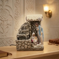 Fontaine d'eau de crèche en résine grise, Sainte Famille, décoration religieuse de table pour les fêtes, personnalisable, marque MSD, approvisionnement B2B Chine