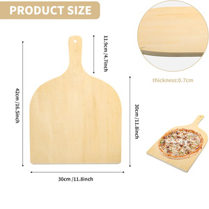 Planche à pizza en bois transfrontalière pour la cuisson maison, le pain, la pizza, assiette de service avec poignée, planche à découper la pizza, plateau de service - Product Image 3