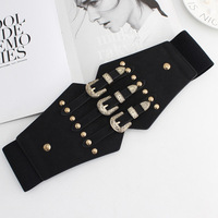 Ceinture en métal élastique pour femmes avec boucle en D et cuivre, longueur 60-80 cm - Ceinture de robe rétro tendance
