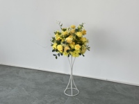 Centre de table de mariage jaune, arrangement floral artificiel avec grand support métallique pour décoration d'allée et d'événements de banquet