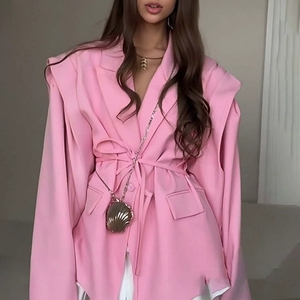New Autumn and Winter Hot <strong>Sale</strong> Fashion Waist-cinching Slimming Tie-waist Loose Versatile V-neck <strong>Coat</strong> for <strong>Women</strong> - Product Image 5