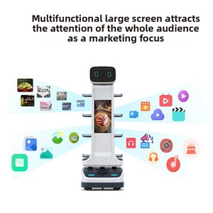 Robot de Entrega de Alimentos con IA y Pantalla Publicitaria, Bandeja de 4 Niveles, Robot Camarero Autónomo para Restaurantes, Hoteles y Recepción - Product Image 3