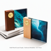Personnalisation de trophées en cristal, médailles sur mesure, plaques de récompense créatives en bois massif pour la fin de l'année, plaques d'autorisation d'agent gravées