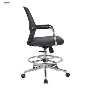 Tabouret de laboratoire pivotant ergonomique en tissu gris à dossier moyen, <span class=keywords><strong>chaise</strong></span> de travail pour le dessin, <span class=keywords><strong>chaise</strong></span> de travail pour le bureau avec repose-pieds - Product Image 3