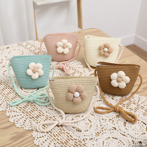 Venta caliente de fábrica flores encantadoras verano pescador sombrero niños protección UV estilo Panamá sombrero de paja papel dos piezas cada conjunto - Product Image 3