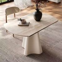 Table à manger convertible contemporaine avec plateau en ardoise et base sculpturale