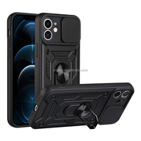 Coque de téléphone antichoc en TPU avec protection coulissante pour appareil photo, armure magnétique en métal et support anneau pour voiture, compatible iPhone 14 Pro Max et 17 Pro Max