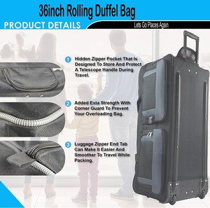 Bolsas de lona grises al por mayor de la carretilla de la fibra del viaje del equipaje 26 pulgadas para los deportes del viaje que acampan - Product Image 3