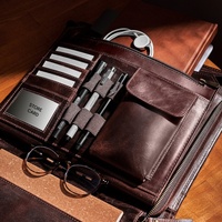Fermeture éclair extensible dossier de fichiers A4 conférence d'affaires Document de poche en cuir PU luxe personnalisé A3 portefeuille