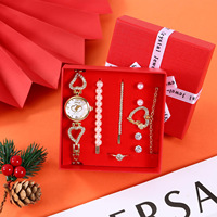Coffret Cadeau Saint-Valentin pour Petite Amie : Montre à Quartz, Pince à Cheveux Perle, Boucles d'Oreilles et Collier – Boîte Cadeau Créative
