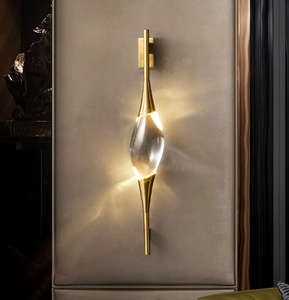 HFBH Luxury K9 Crystal All Copper Wall Lamp Modern Simple Bedroom Bedside Bracket <strong>Light</strong> Decoration <strong>Hallway</strong> Art LED Wall <strong>Fitting</strong> - Product Image 1