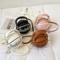 Vente en gros de nouveauté forme de basket-ball lettre balle ronde fourre-tout sac à main sac à bandoulière pour les filles