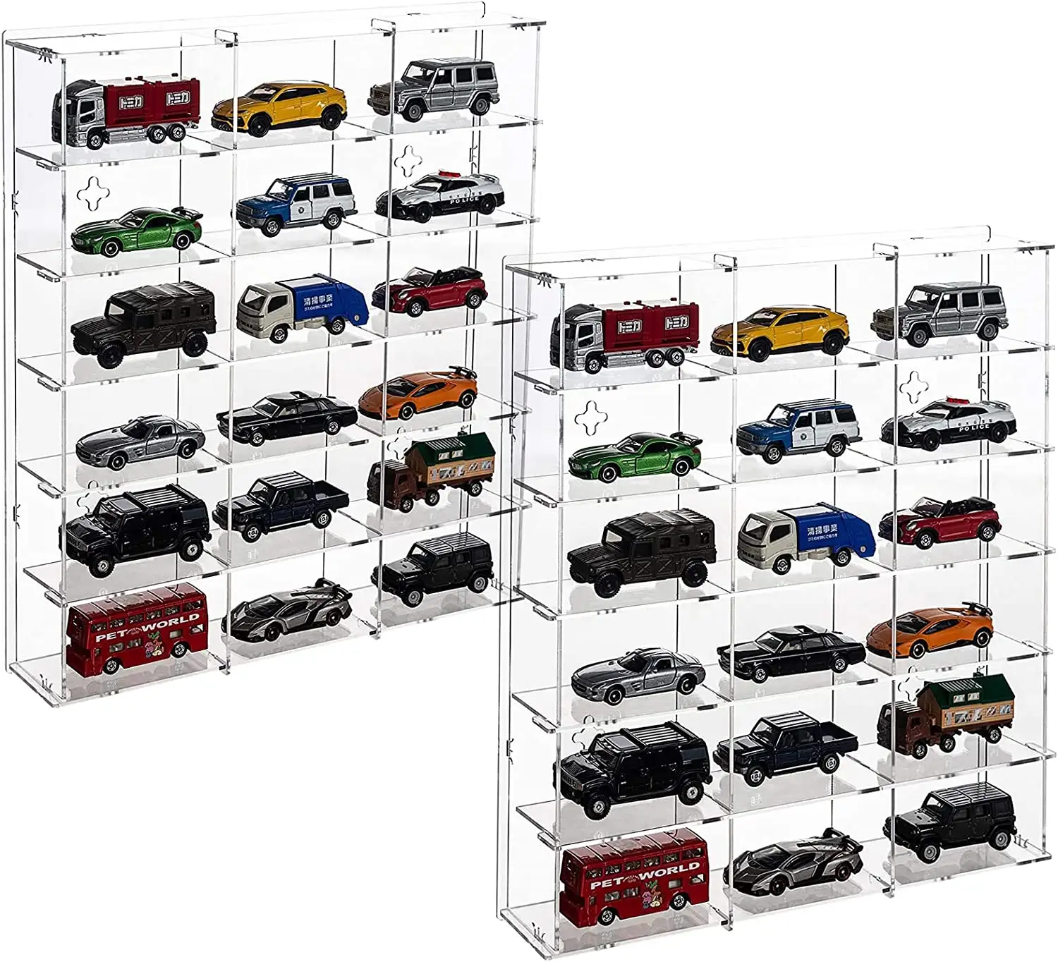 Caixa de exibição acrílica para 1/18 escala diecast modelo hot wheels carros de brinquedo 4 espaços expositor estande