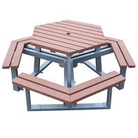 Table de pique-nique octogonale en bois WPC commerciale publique extérieure école extérieur Restaurant jardin patio table de café externe avec banc