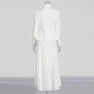 <span class=keywords><strong>Traje</strong></span> Midi Elegante Estilo Francés para Mujer 2025 Nuevo Diseño de Bordado Tridimensional Chaqueta <span class=keywords><strong>Falda</strong></span> Plisada de Cintura Alta - Product Image 4