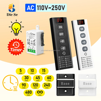 Sakelar Lampu Timer Nirkabel 433MHz Remote Control 110V 220V 10A 10 Pengaturan Hitung Mundur untuk Peralatan Rumah Tangga Grosir