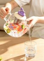 Bouilloire à eau froide en verre borosilicate haute résistance, grande capacité, esthétique classique, avec paille et design de logo personnalisé