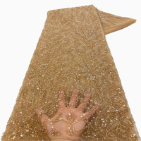Tissu de dentelle de mariage brodé de sequins NI.AI en polyester avec perles scintillantes et sequins, magnifique tissu de dentelle nuptiale