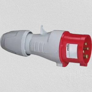 Prise industrielle Baldor 16A 230V IP44 avec mise à la terre, prise simple, robuste, en plastique gris et rouge, connecteur d'alimentation pour usage en usine - Product Image 1