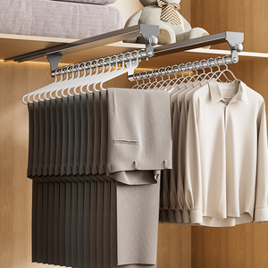 Portapantaloni Estraibile Telescopico in Alluminio per Armadio, Guida Scorrevole Multimisura per Appendere Vestiti, Pantaloni e Grucce - Product Image 1