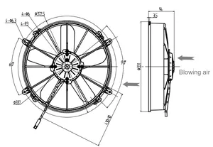 12 inç fan oto kondensatör fanı DC 12v 24v fan SPAL VA01-BP70LL-36S değiştirin