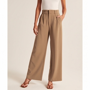 <span class=keywords><strong>Pantaloni</strong></span> da <span class=keywords><strong>Donna</strong></span> su Misura Stile Americano, Casual da Ufficio, a Vita Alta, Gamba Larga, Plissettati, Eleganti per Business - Product Image 1