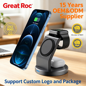 Stazione di Ricarica Wireless Great <span class=keywords><strong>Roc</strong></span> 15W, Ricarica Rapida 3 in 1 con Ingresso USB-C per Telefono, Orologio e Auricolari - Product Image 4
