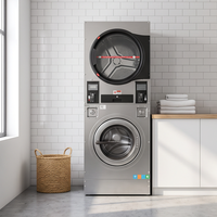 Lave-linge et sèche-linge superposés à monnayeur avec paiement par carte et option de chauffage électrique ou au gaz