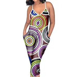 Новое поступление женский комбинезон на бретельках в австралийском стиле с разноцветными круглыми бусинами и v-образным вырезом, сексуальные цельные штаны