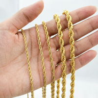 Collier en acier inoxydable plaqué or 18 carats, chaîne torsadée en or rempli PVD de 5 mm, 4 mm, 3 mm, pour hommes et femmes, sans ternissement, vente en gros