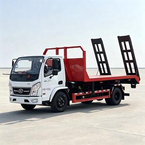 รถบรรทุกพื้นเรียบ Nanjun 4x2 พร้อมทางลาดด้านหลัง 8 ตัน รถบรรทุกพื้นเรียบแบบยกไฮดรอลิกสำหรับขนส่งรถขุดพร้อมบันไดสำหรับขาย - Product Image 1