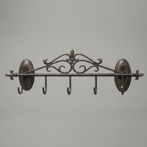 Vintage Metal Wall Mounted <b>Hook</b> Rack With 5 <b>Hooks</b> Rust Resistant Design For Clothing Storage Stylish Home Decor - Product Image 1