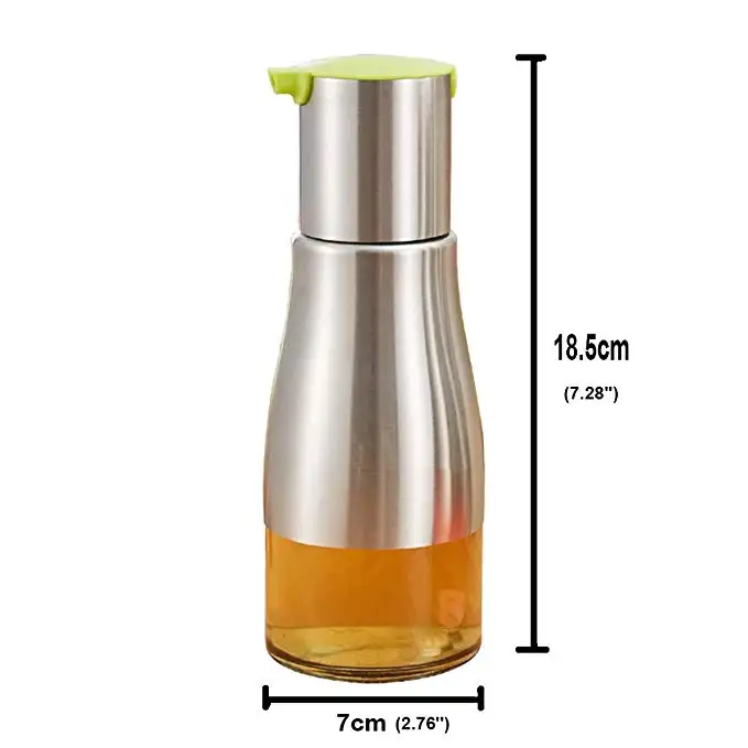 2021 Stainless Steel Olive Oil Bottle Glass Cruet Vinegar Bottle Oil Bottle Leak Proof Oiler Spice Jar